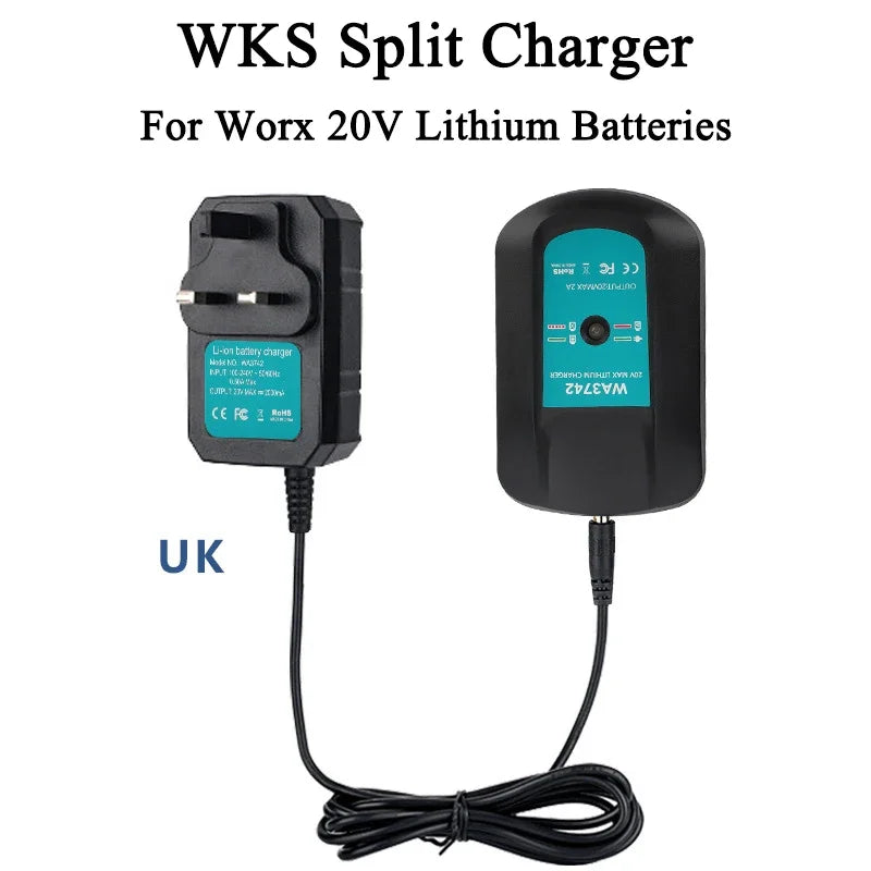WA3742 Rapid Charger for WORX 20V Lithium Batteries – LED Portable Battery Charger Babs UK plug