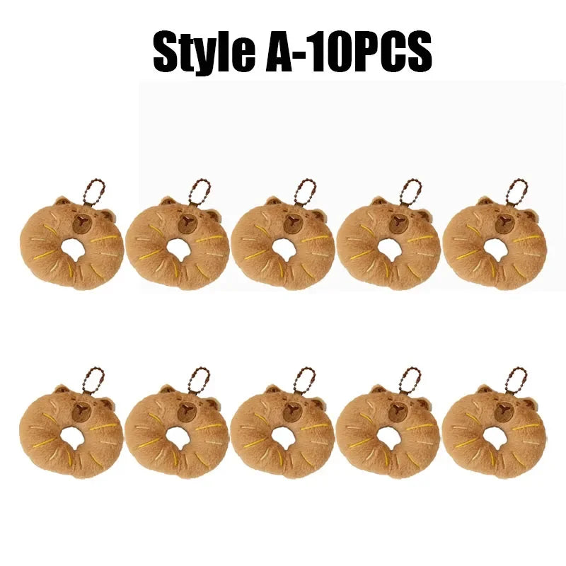 Cartoon Capybara Plush Keychain – Stuffed Croissant Pendant
