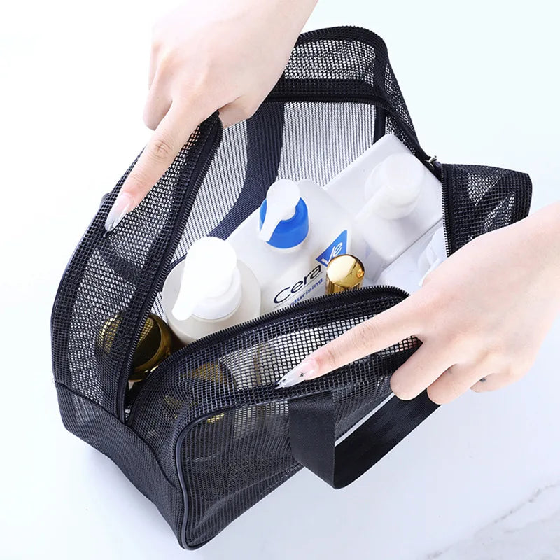Mesh Shower Bag – Quick Dry, Big Pockets Travel Tote Mesh Shower Tote Bag Babs