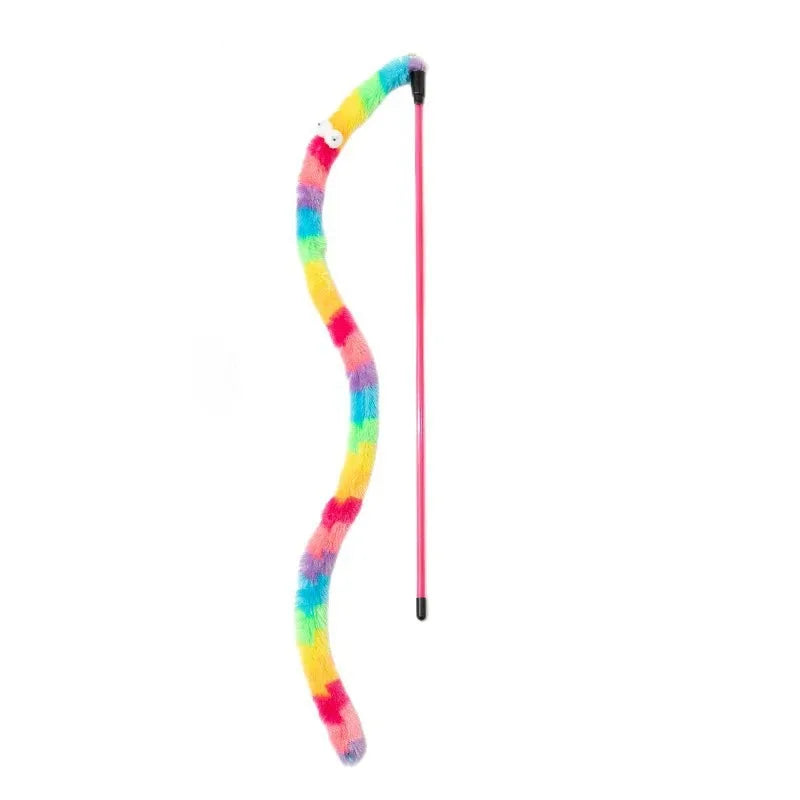 Interactive Cat Teaser Wand – Colorful Plush Feather Rod Toy Cat Teaser Wand Babs
