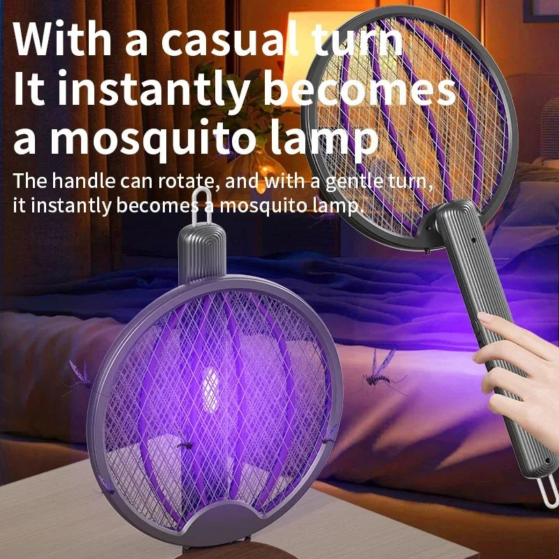 3-in-1 Rechargeable Foldable Mosquito Swatter & Killer Lamp Electric Bug Zapper Babs