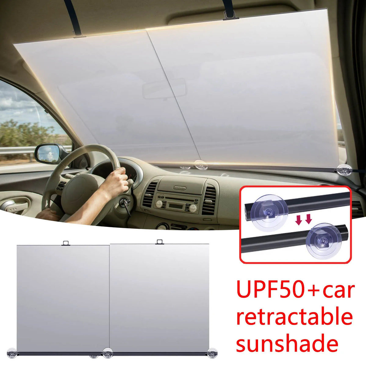 Retractable Car Windshield Sunshade – UV & Heat Protection Car Windshield Sunshade Babs 1