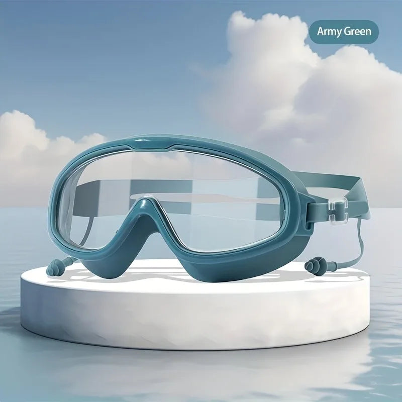 Wide View Anti-Fog Swim Goggles with Ear Plugs – Adults Swim Goggles Babs