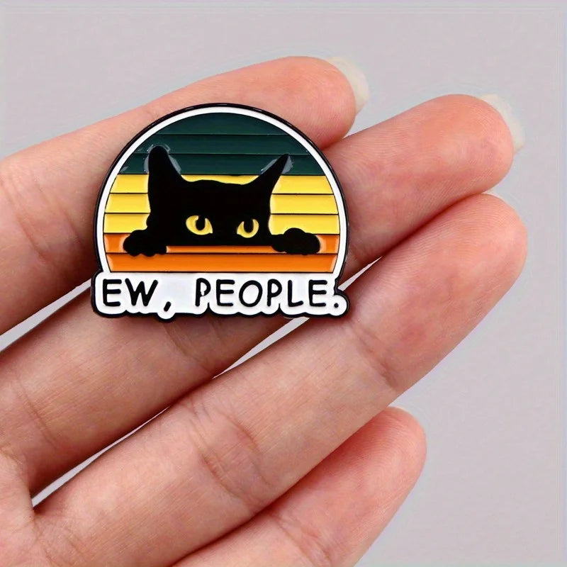 2pcs Black Cat Enamel Pin Brooch – Funny Animal Lapel Pin Set Enamel Lapel Pin Babs