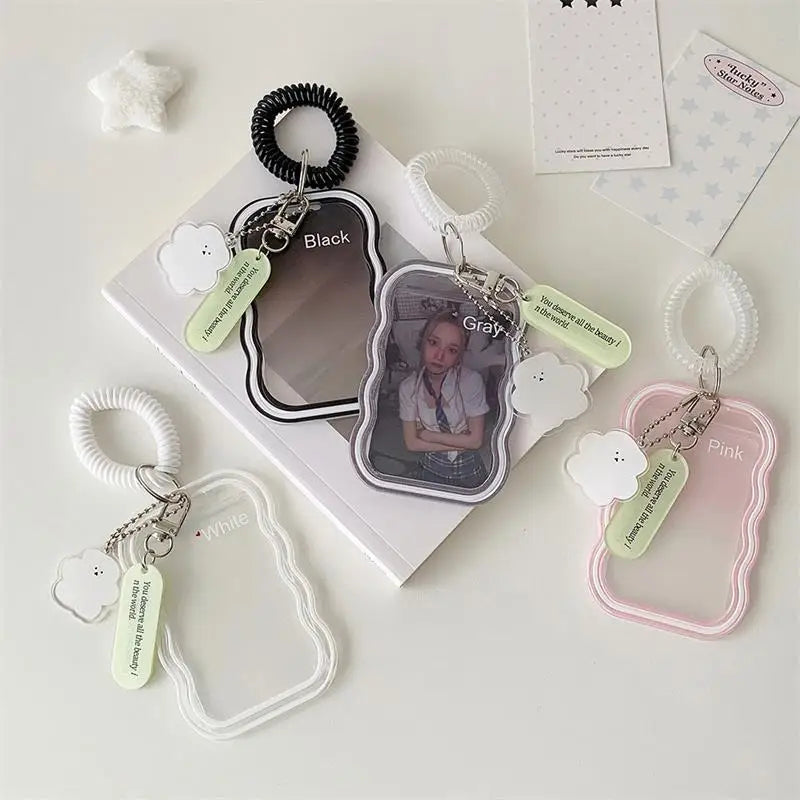 Silicone Photocard Holder Keychain with Elastic Rope Pendant Card Holder Keychain Babs