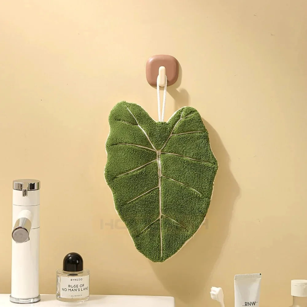 Double-Layer Leaf Hand Towel – Quick-Dry Hanging Cloth Hanging Hand Towel Babs 01