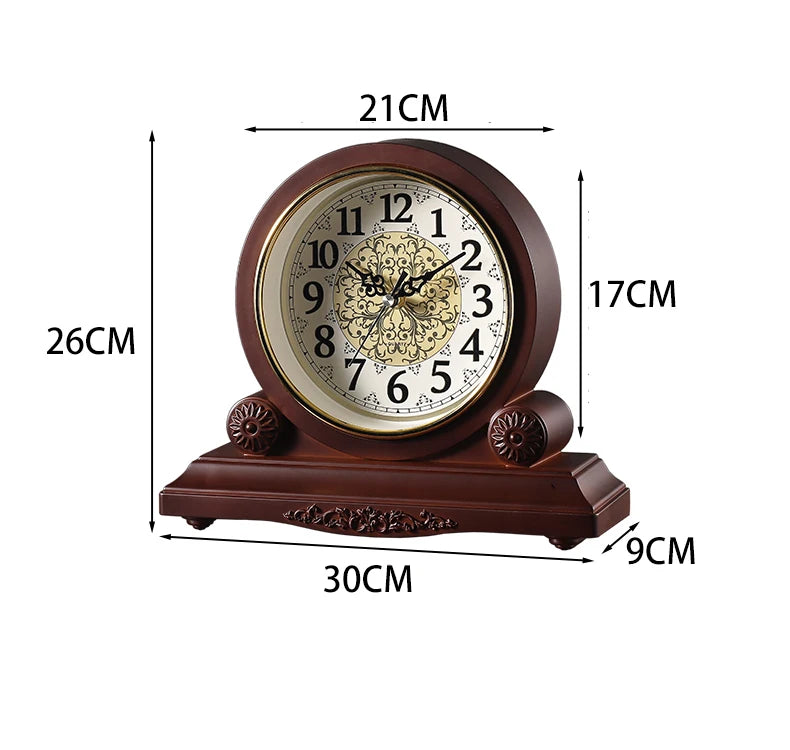 Retro Vintage Desk Clock – Large 8" Silent Quartz Table Clock Decorative Desk Clock Babs