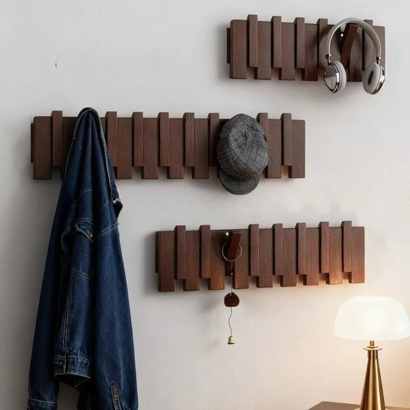 Piano Key Solid Wood Wall Coat Rack – 10 Hooks, Modern Style Wall Coat Rack Babs