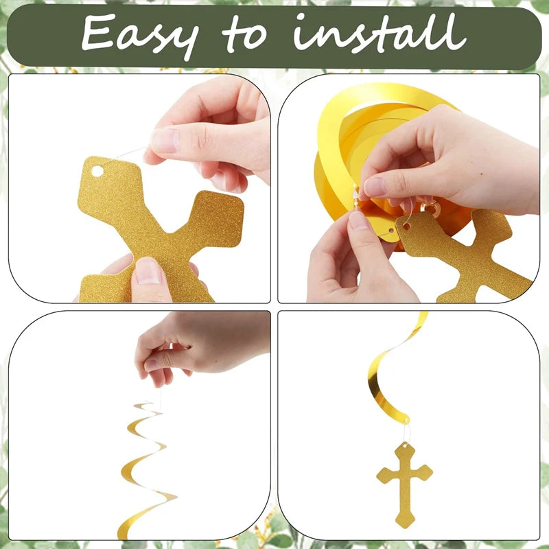 First Communion Baptism Hanging Swirls Party Decorations 6/12Pcs Party Hanging Decorations Babs