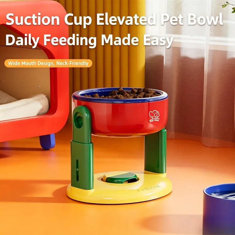 Adjustable Elevated Pet Bowl – Anti-Tip Raised Dog Cat Feeder Elevated Pet Bowl Babs