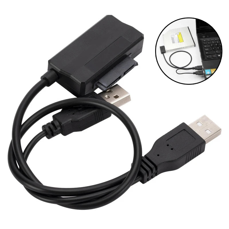 SATA to USB 2.0 13-Pin Slim Optical Drive Adapter Cable SATA USB Adapter Cable Babs