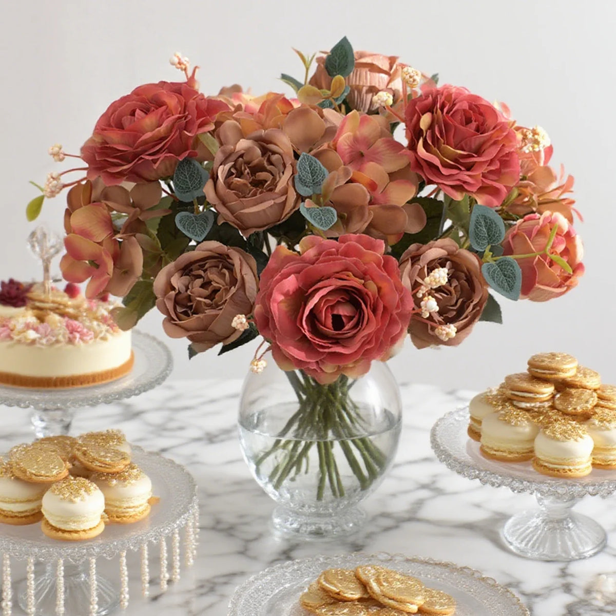 Silk Rose Peony Hydrangea Bouquet – Wedding & Home Decor Artificial Flower Bouquet Babs