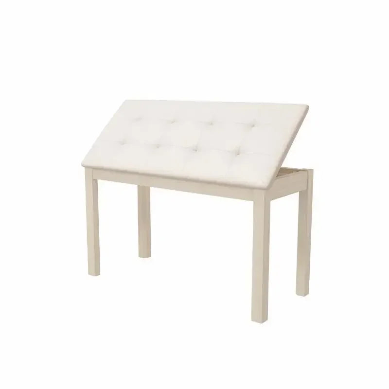 Wooden Piano Stool with Storage – Luxury Cushioned Ottoman Storage Ottoman Stool Babs Milky white