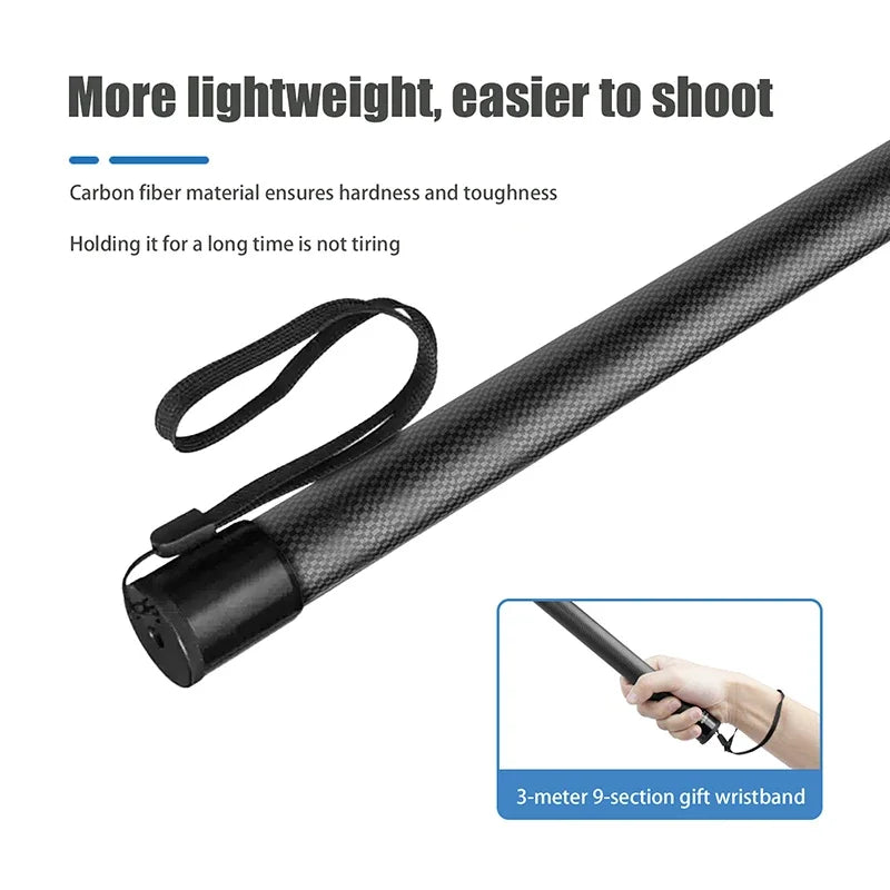 Carbon Fiber Invisible Selfie Stick 3M for Insta360 Cameras Camera Selfie Stick Babs