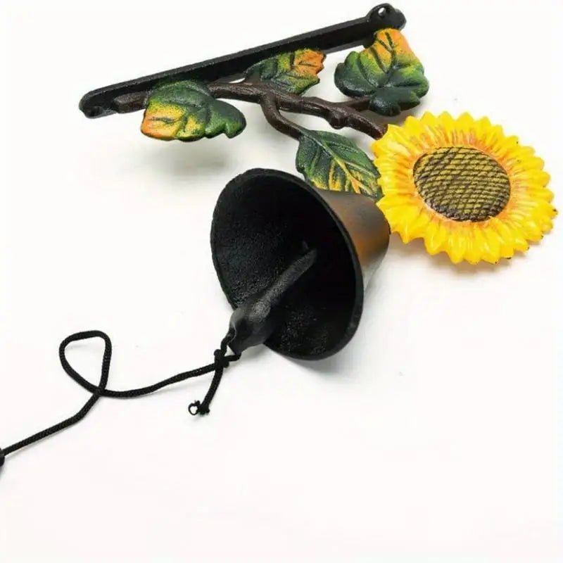 Cast Iron Sunflower Wall Bell – Hand-Painted Hanging Doorbell Decorative Wall Bell Babs 1pc No plug