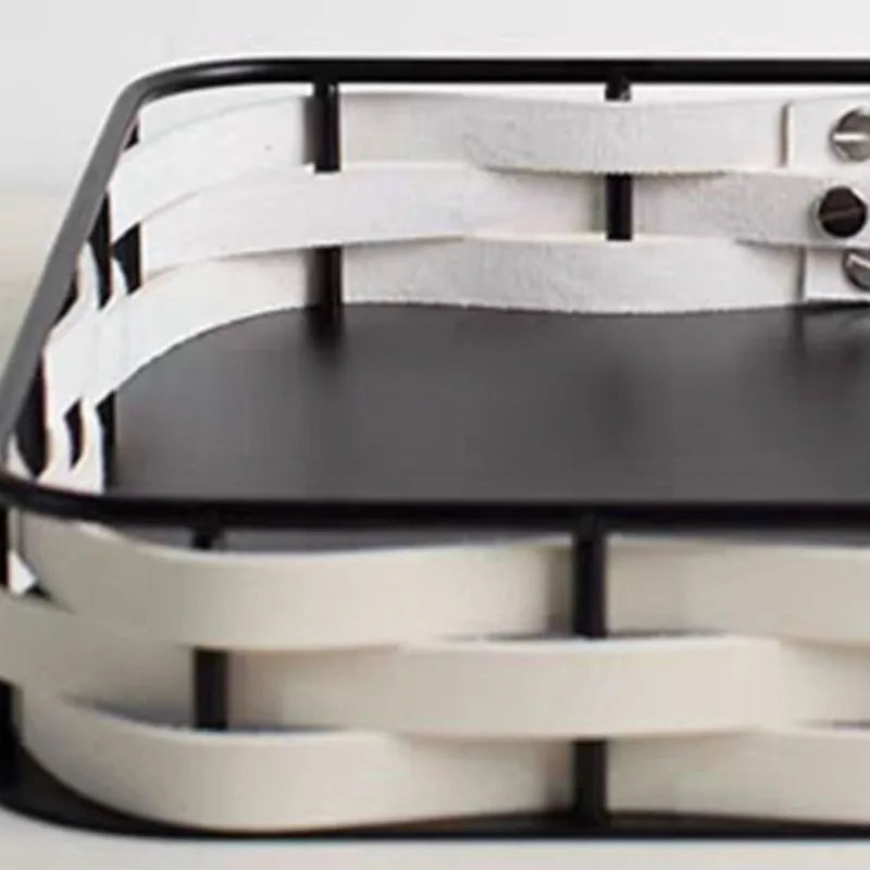 Light Luxury Metal & Leather Storage Tray | Modern Home Décor Decorative Storage Tray Babs