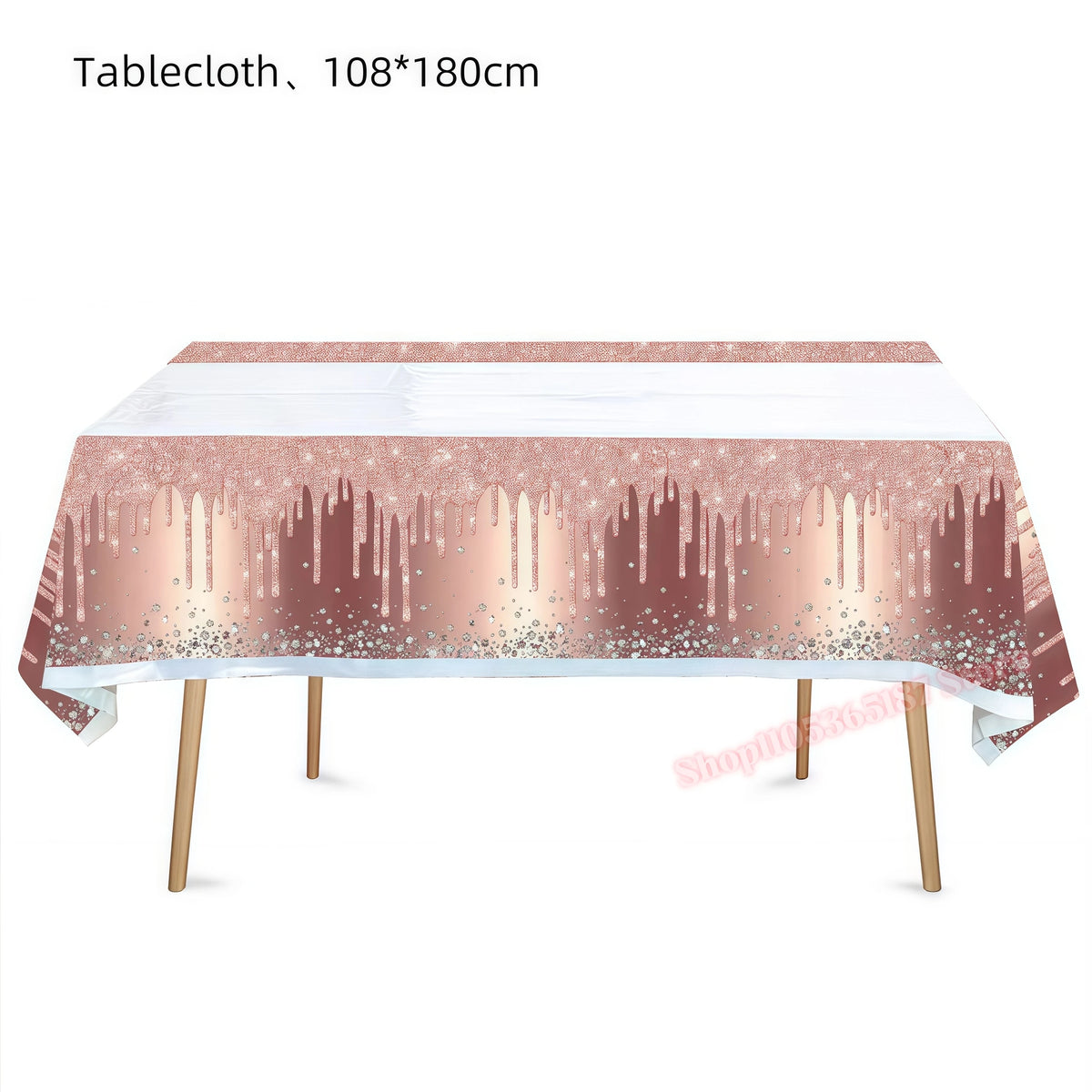 Pink Rose Gold Diamond Glitter Party Plates & Cups – 6pc Party Tableware Set Babs 1pcs tablecloth others