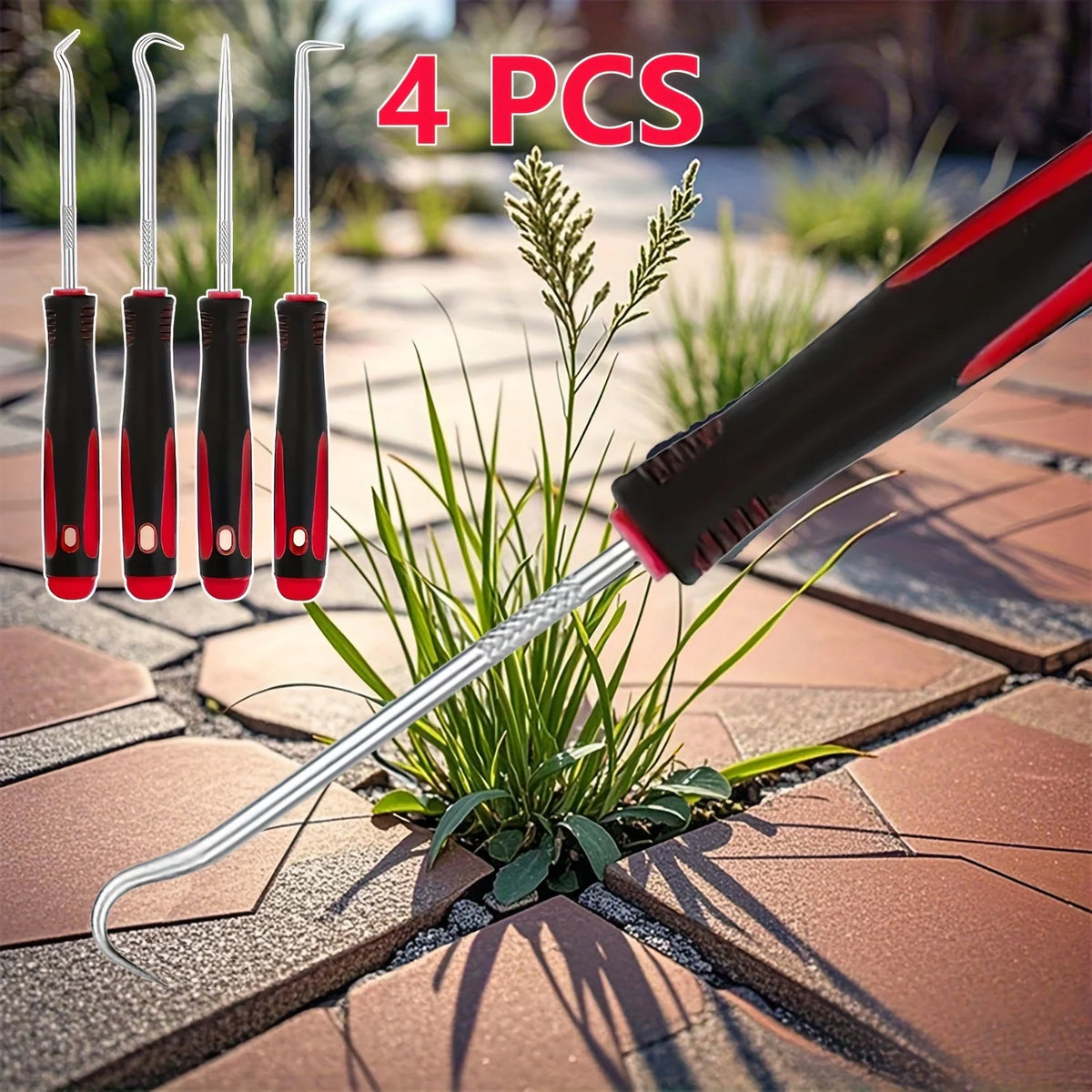 Metal Weeding Hook Set – Paving Joint Weed & Moss Remover Garden Weeding Tool Babs Red