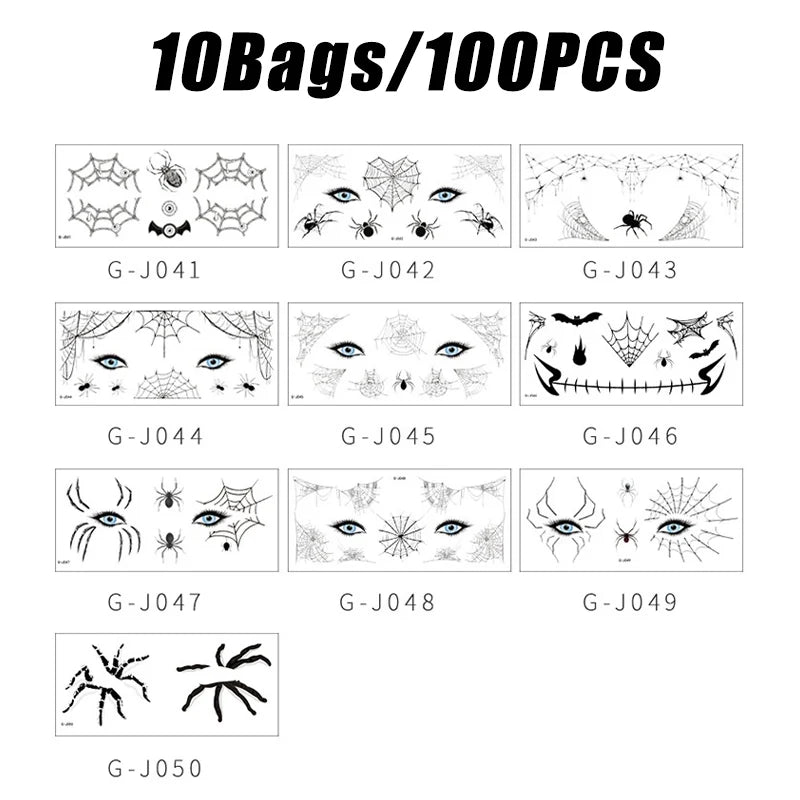 Halloween Spider Web Temporary Tattoo Stickers – Waterproof Temporary Tattoo Stickers Babs 10 Bags