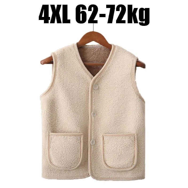 Women's Fleece Vest – Warm Plush-Lined Sleeveless Jacket Plus Size Fleece Vest Babs One Size Beige-4XL