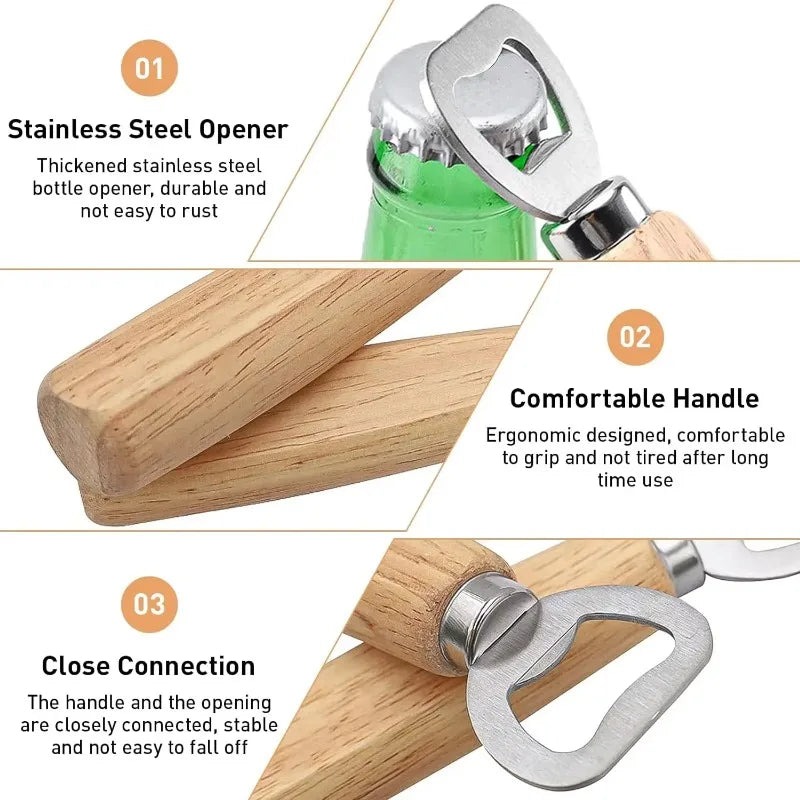 Wooden Handle Stainless Steel Bottle Opener – Bar & Kitchen Bottle Opener Babs