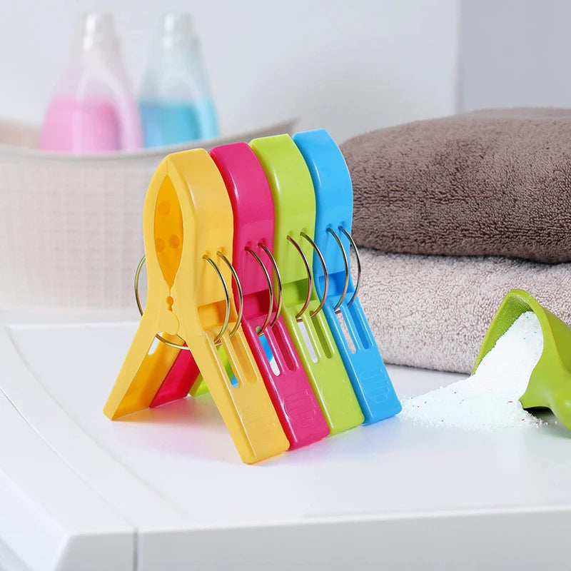 Beach Towel Clips Large Plastic Clamps Clothespins – 4 Pack Beach Towel Clips Babs
