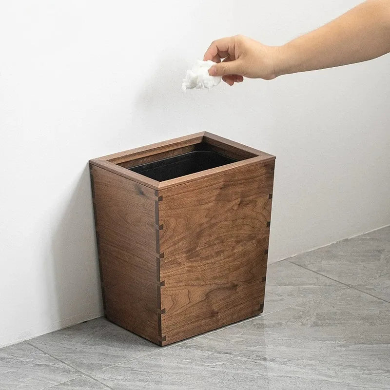 Wooden Trash Can Large Capacity Modern Minimalist Dustbin Wooden Waste Bin Babs
