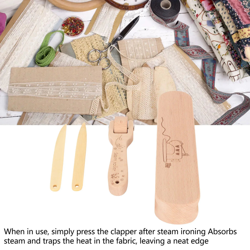 Wooden Tailor Clapper Set – Seam Roller & Point Turner Kit Tailor Sewing Tool Set Babs