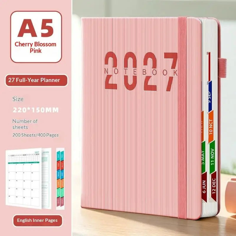 2027 Daily Planner – 365-Day Time Management Calendar Waterproof Daily Planner Calendar Babs Pink