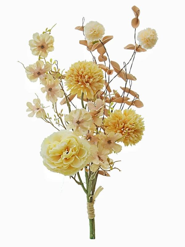 Silk Rose Artificial Flowers – Wedding & Home Décor Bouquet Artificial Flower Bouquet Babs YELLOW 2 pcs
