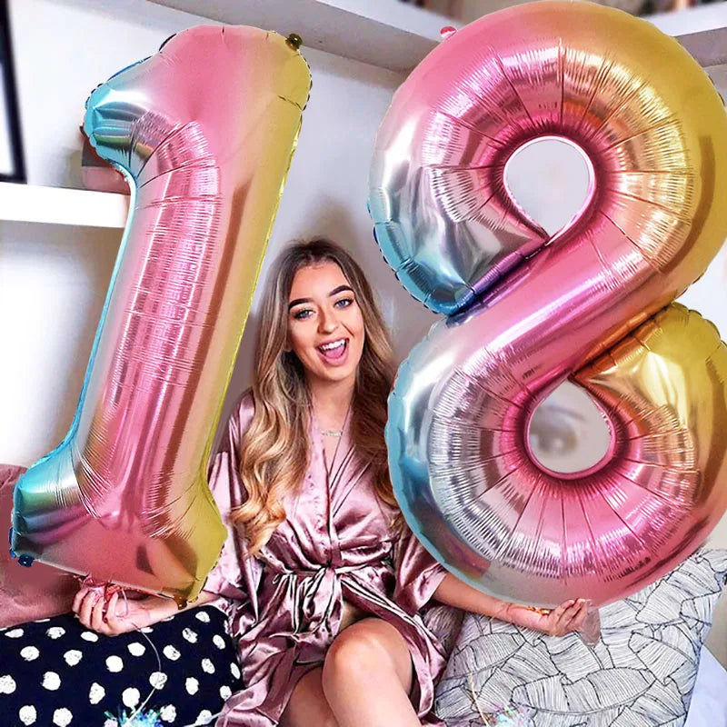 Giant Foil Number Balloons 32/40 Inch | Party Décor 0-9 Foil Number Balloons Babs