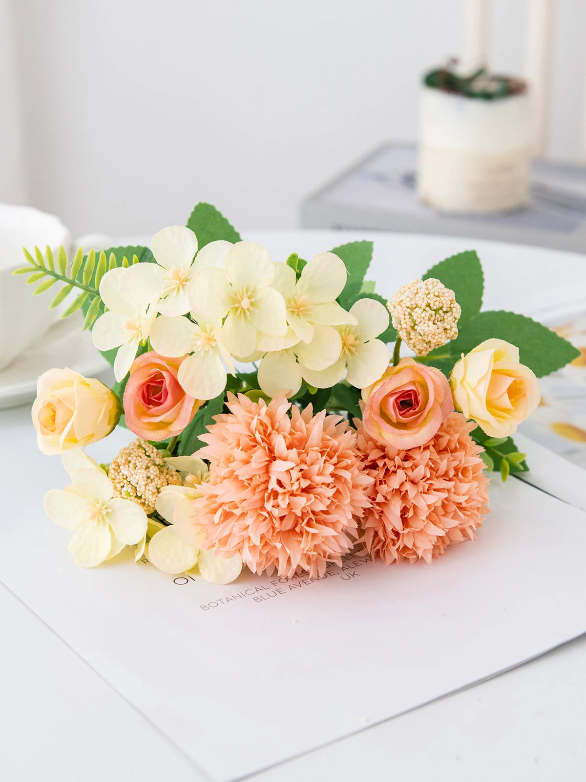 Silk Artificial Rose & Chrysanthemum Bouquet – Wedding & Home Décor Artificial Flower Bouquet Babs color 3 1pc