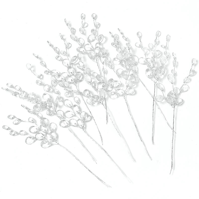 10Pcs Acrylic Crystal Teardrop Bead Bouquet – DIY Wedding Décor Artificial Flower Bouquet Babs White 10Pcs