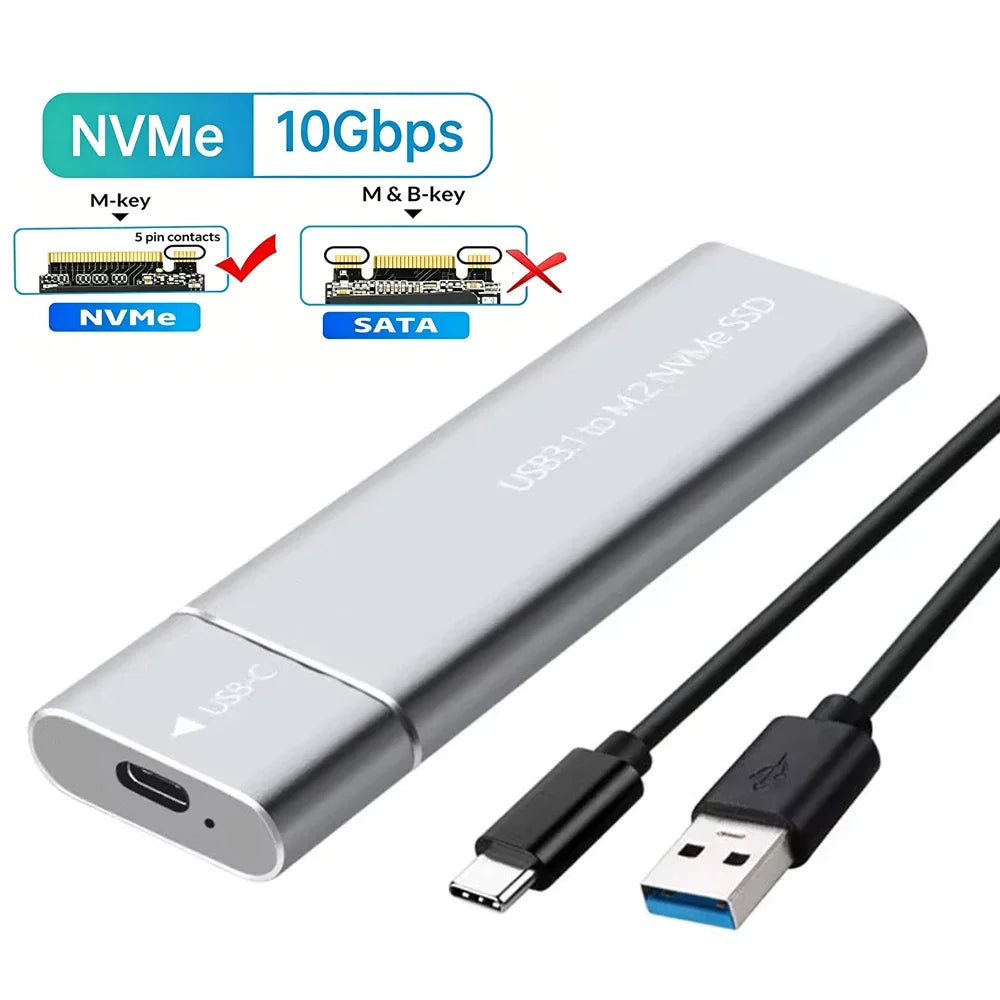 M.2 NVMe SATA SSD Enclosure 10Gbps USB-C Dual Protocol SSD Enclosure Babs S Only Support NVME