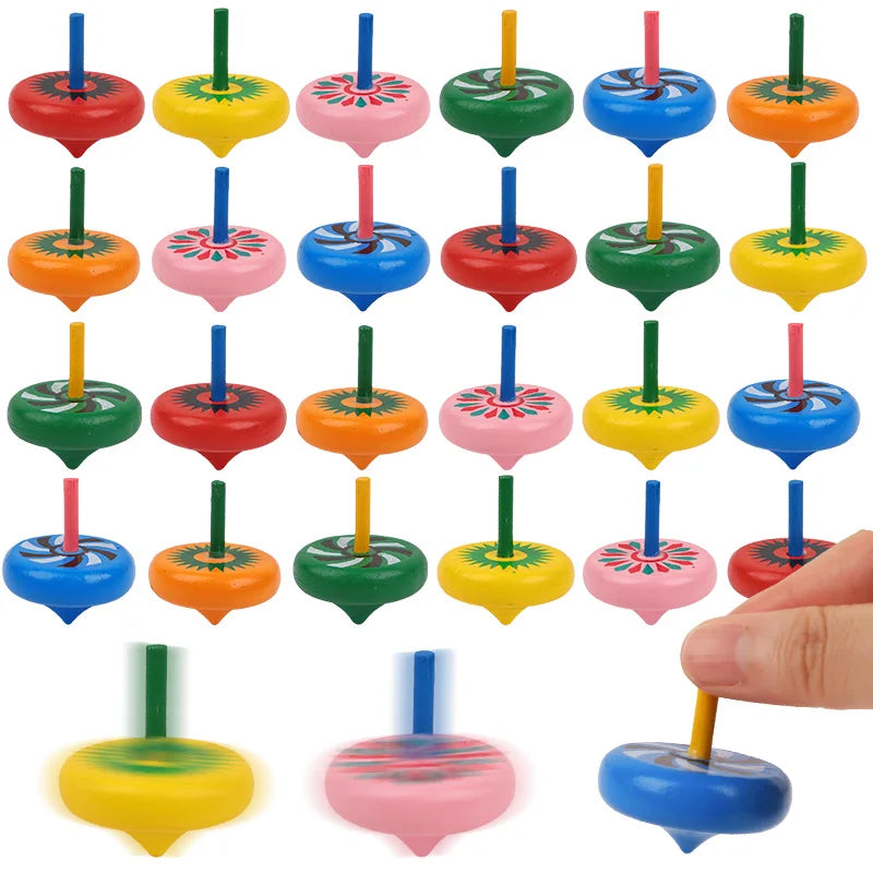 Mini Wooden Spinning Tops 12/24 Pcs – Kids Party Favors & Gifts Kids Party Favor Toy Babs 12Pcs