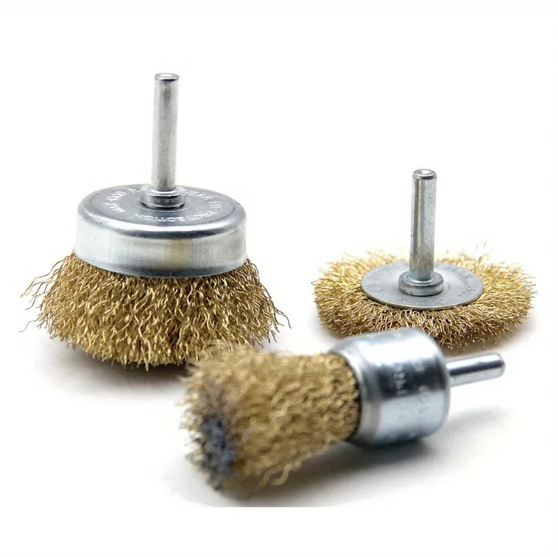 3-Piece Electric Drill Wire Brush Set – Rust Removal & Polish Drill Wire Brush Set Babs