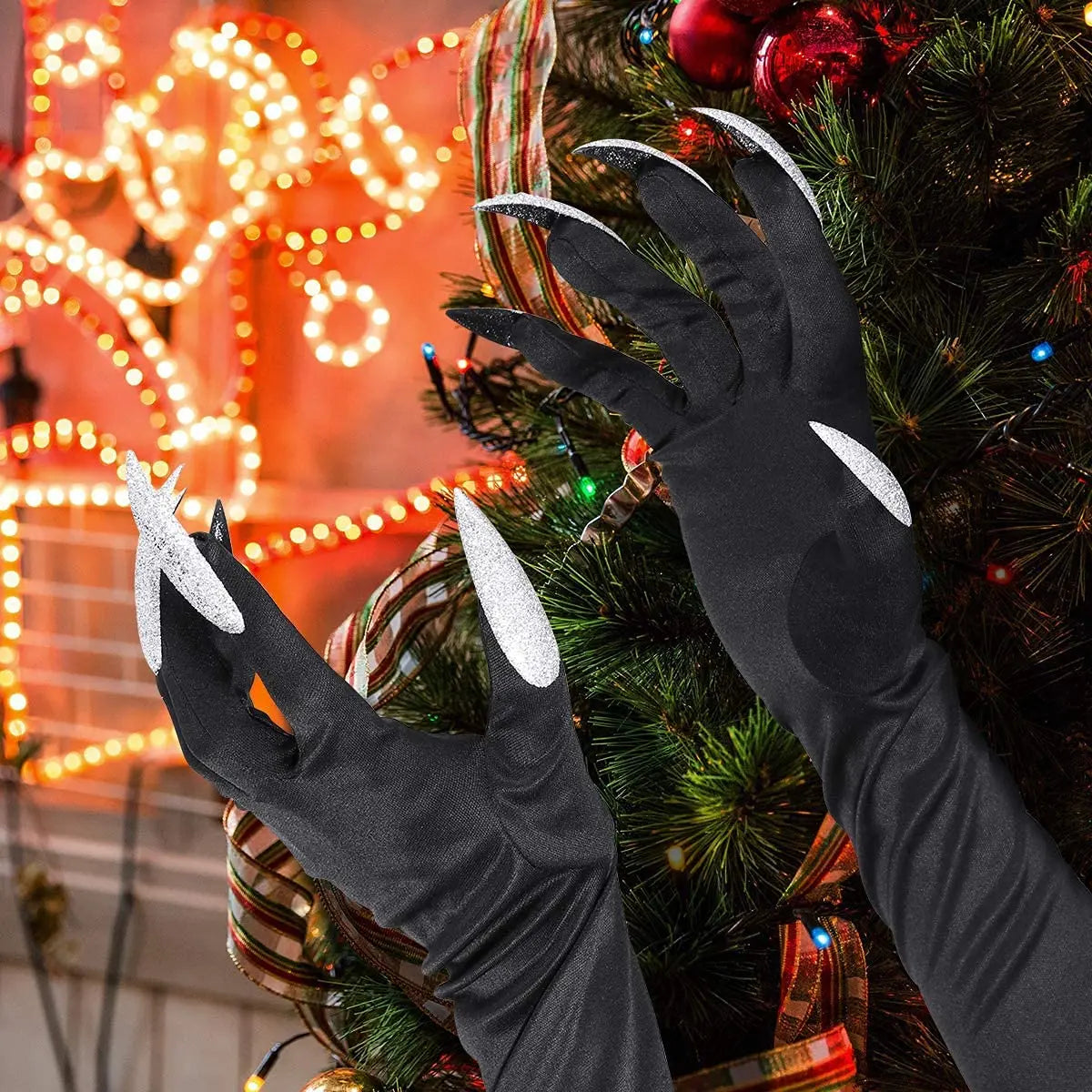 Scary Witch Claw Halloween Gloves – Long Nail Costume Mittens Halloween Costume Gloves Babs