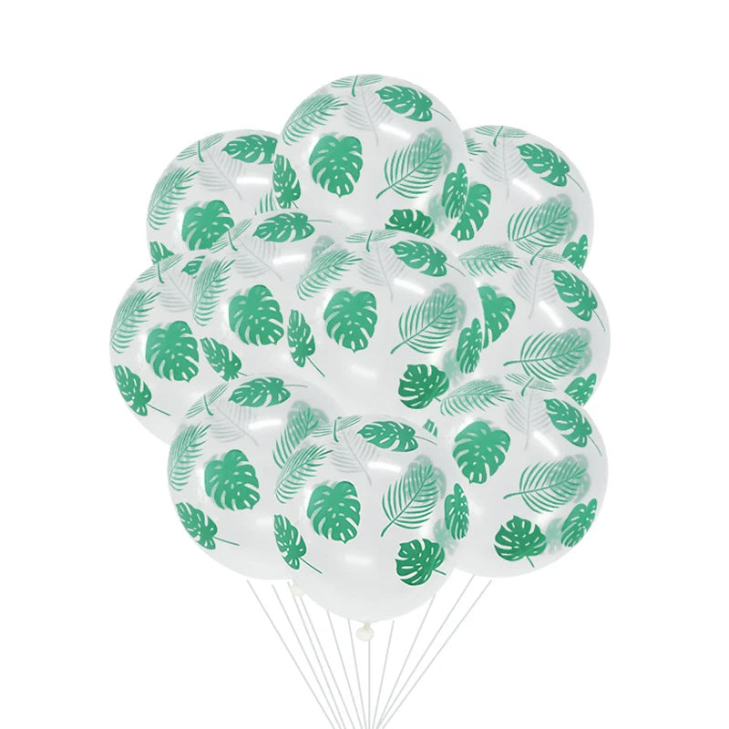 Jungle Safari Party Balloons – Green Latex & Foil Palm Leaf Set Party Balloon Set Babs