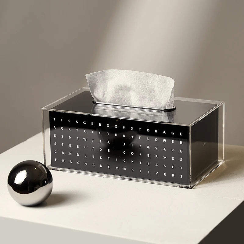 Acrylic Black Letter Tissue Box | Modern Minimalist Home Décor Acrylic Tissue Box Babs