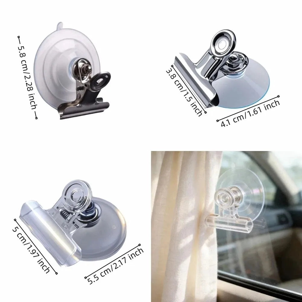 4-Pack Suction Cup Clips – No-Drill Windshield Ticket Holder Suction Cup Clip Babs