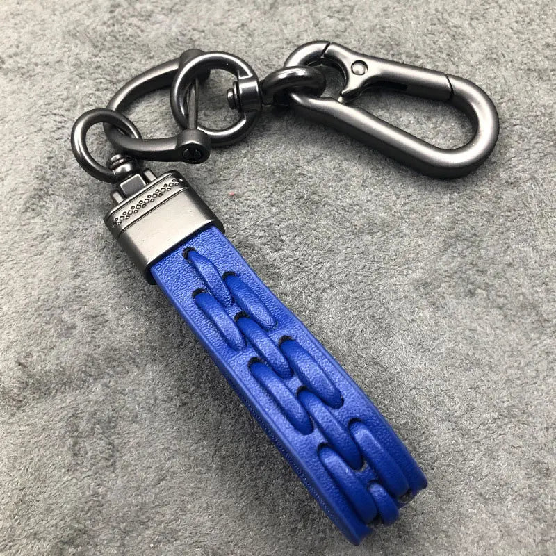 Creative Leather Car Keychain Ring – Gift for Car & Motorcycle Keys Leather Car Keychain Babs Blue