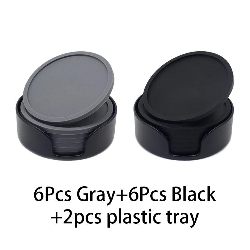 6-Piece Silicone Coasters for Drinks & Desserts – 10cm Set Silicone Coaster Set Babs 6PcsBlack 6PcsGrey