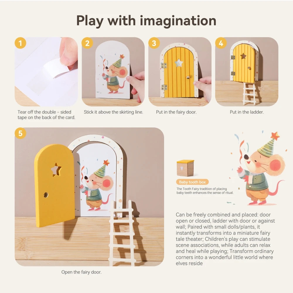 Mini Fairy Door Wooden Mouse Magic Door Garden Decor Fairy Garden Decor Babs