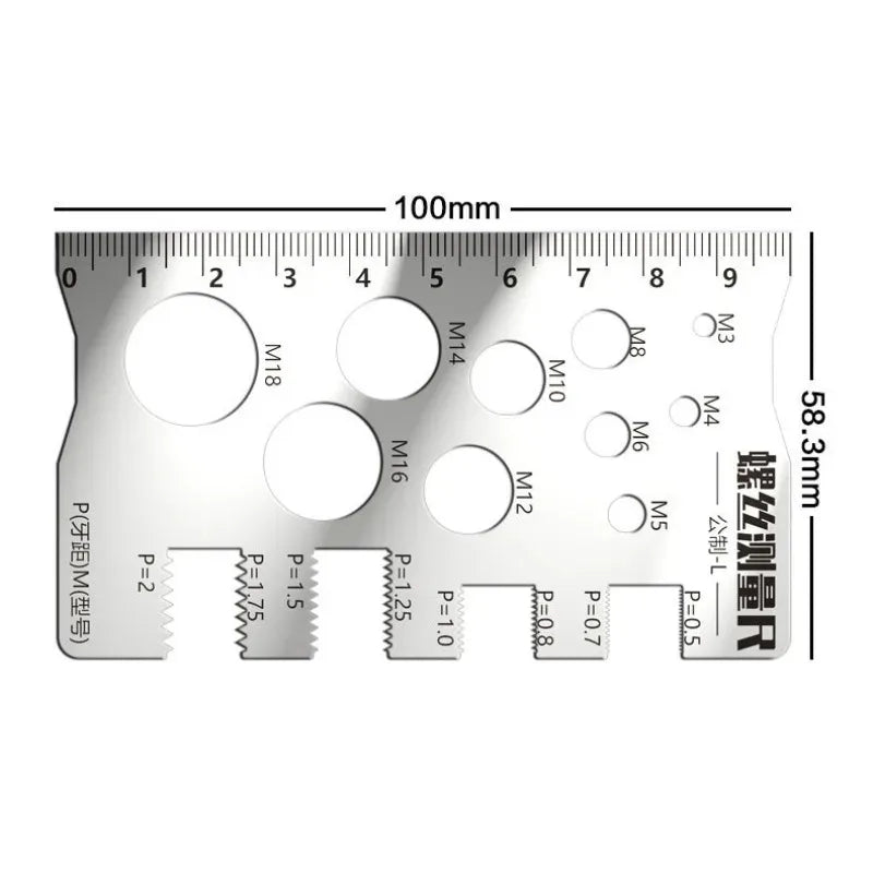 M3-M18 Metric Thread Gauge Stainless Steel Screw Pitch Caliper Thread Measuring Gauge Babs