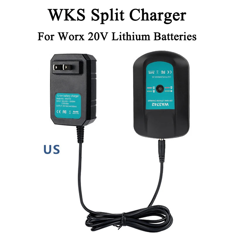 WA3742 Rapid Charger for WORX 20V Lithium Batteries – LED Portable Battery Charger Babs US plug