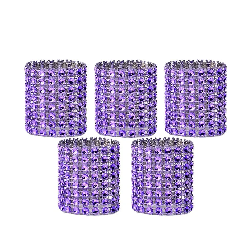 10pcs Rhinestone Bow Napkin Rings Gold Silver Wedding Decor Napkin Rings Babs purple