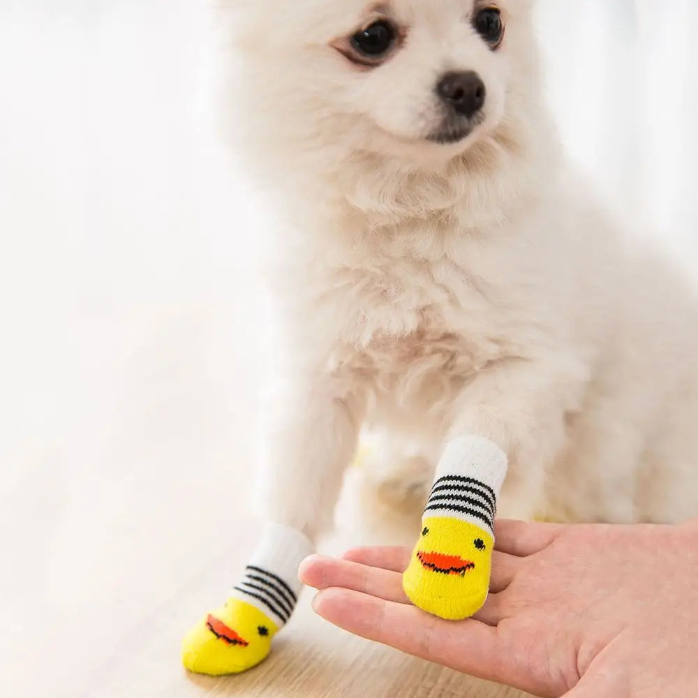 Woolen Pet Socks for Cats & Dogs – 4-Pack, Multi-Color Pet Socks Babs
