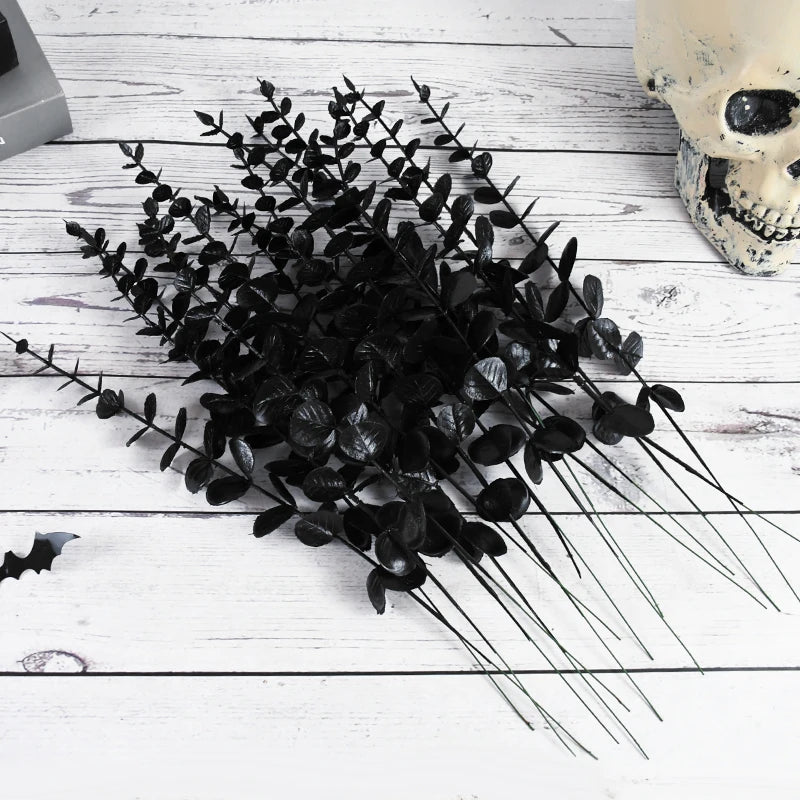 Black Artificial Eucalyptus Branches – Halloween Home Decor Artificial Floral Stems Babs