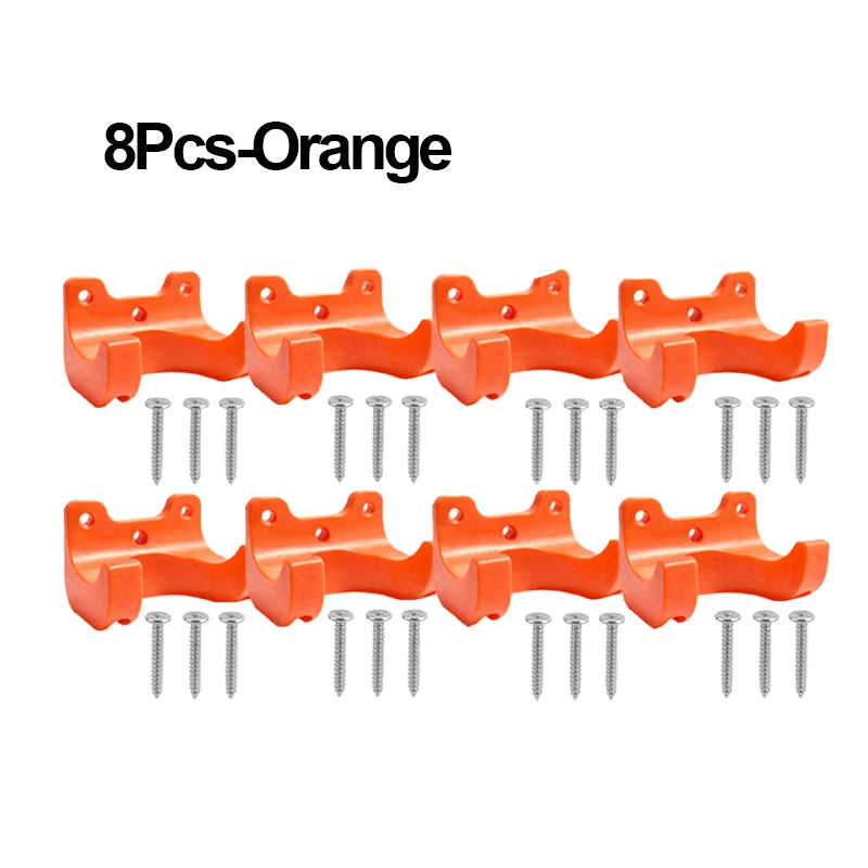 Wall Mounted Garden Tool Storage Rack with Hooks & Screws Tool Storage Rack Babs 8Pcs-Orange