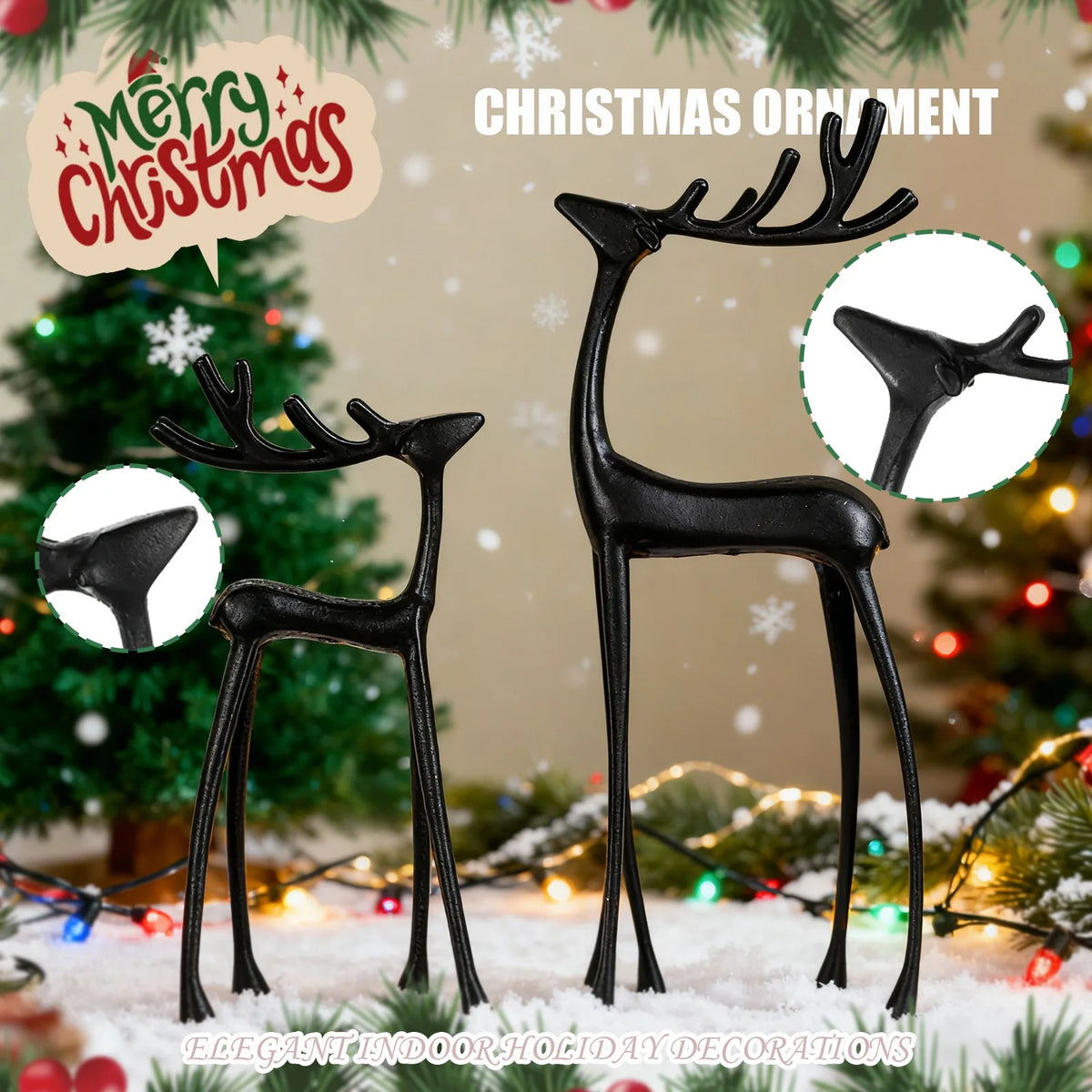 Black Reindeer Statue | Christmas Elk Sculpture Table Decor Christmas Figurine Babs